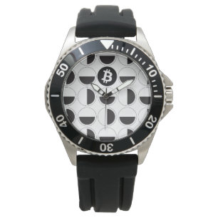 Bitcoin Designer Zwart-wit Horloge