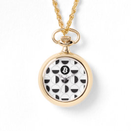 Bitcoin Designer Zwart-wit Horloge