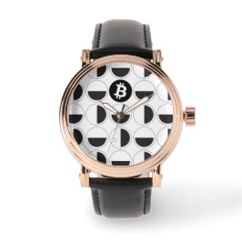 Bitcoin Designer Zwart-wit Horloge