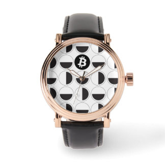 Bitcoin Designer Zwart-wit Horloge