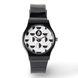 Bitcoin Designer Zwart-wit Horloge