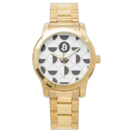 Bitcoin Designer Zwart-wit Horloge