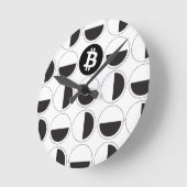 Bitcoin Designer Zwart-wit Ronde Klok (Hoek)
