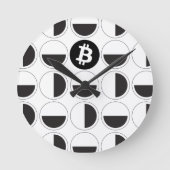 Bitcoin Designer Zwart-wit Ronde Klok (Voorkant)