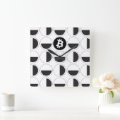 Bitcoin Designer Zwart-wit Vierkante Klok (Huis)