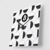 Bitcoin Designer Zwart-wit Vierkante Klok (Hoek)