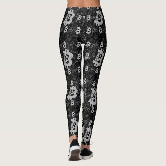Bitcoin Digitale Cryptocurrency Geld Zwart Leggings (Achterkant)