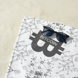 Bitcoin Digitale Cryptocurrency Wit Zwart Strandlaken
