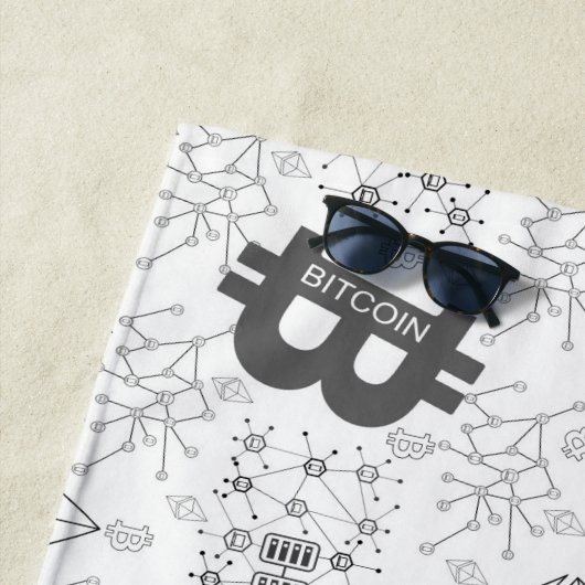 Bitcoin Digitale Cryptocurrency Wit Zwart Strandlaken (In situ)