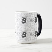 Bitcoin Digitale Cryptocurrency Zwart Wit Patroon Magische Mok (Voorkant rechts)