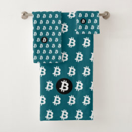 Bitcoin Donker Teal Bad Handdoek