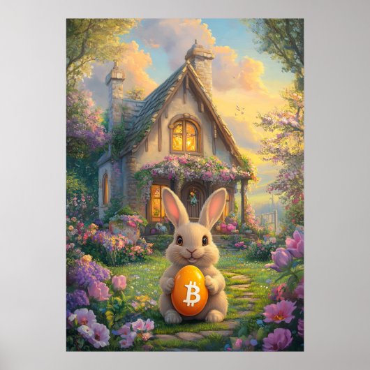 Bitcoin Easter Bunny Crypto Rabbit Hole Poster (Voorkant)
