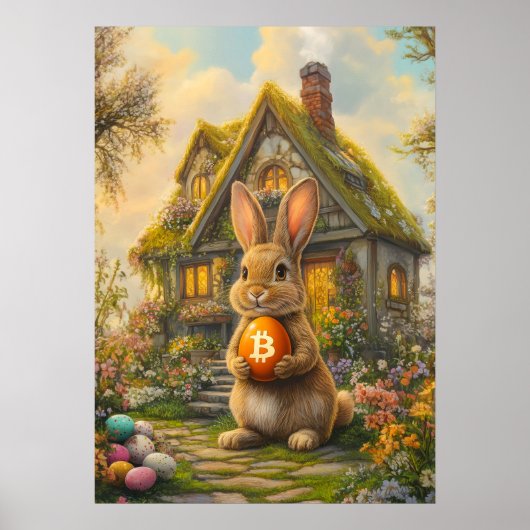 Bitcoin Easter Egg Hole voor konijnen Poster (Voorkant)