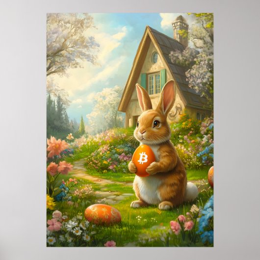 Bitcoin Easter Egg Konijnenhol Poster (Voorkant)