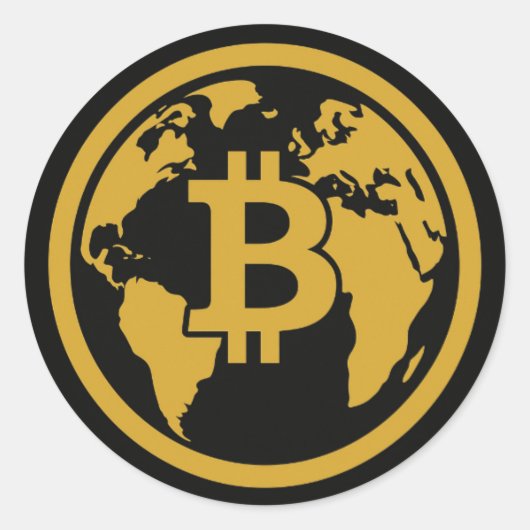 Bitcoin een globaal bezit ronde sticker (Voorkant)