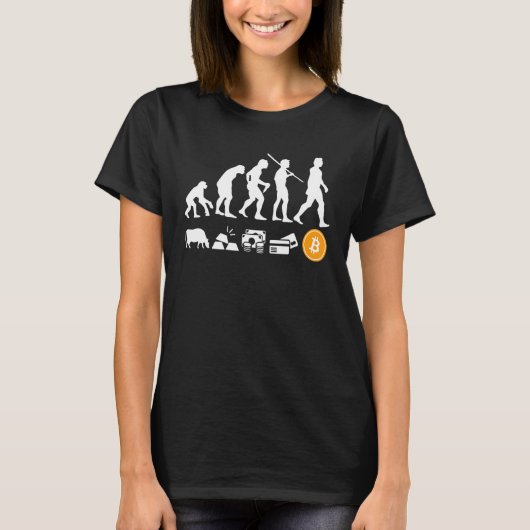 Bitcoin Evolutie Van Geld Btc Crypto Cryptovaluta T-shirt (Voorkant)
