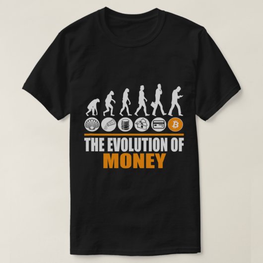 Bitcoin Evolution van Geld Grappige BTC Cryptocurr T-shirt (Design voorkant)