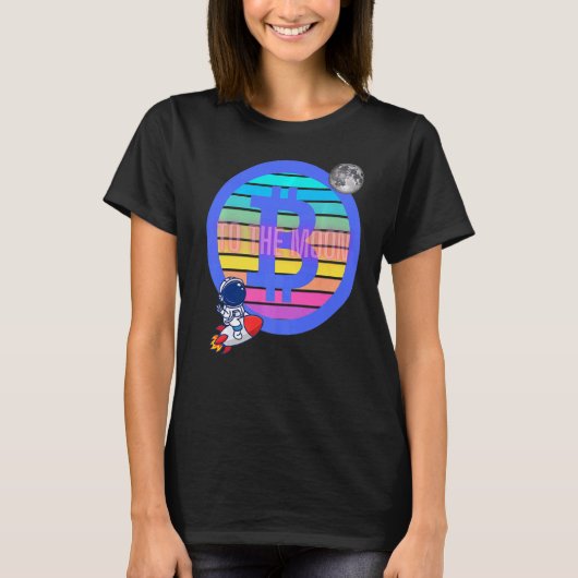 Bitcoin Exchange BTC Blockchain naar de maan Crypt T-shirt (Voorkant)