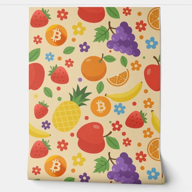 Bitcoin Fruits Behang (Afrollen)