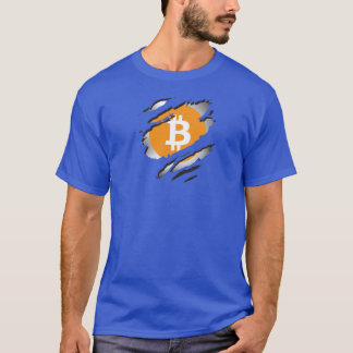 Bitcoin Gescheurd Beeld met Logo eronder - T-shirt