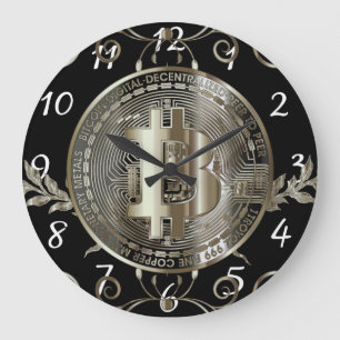 Bitcoin Gold Coin Black Money Design  Grote Klok