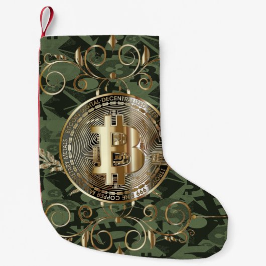 Bitcoin Gold Coin Money Design Kleine Kerstsok (Voorkant)