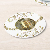 Bitcoin Gouden Munt Crypto Geld Wit Ronde Kartonnen Onderzetter (Gebogen)