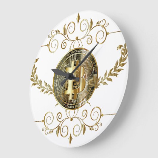 Bitcoin gouden munt geld grote klok (Hoek)