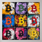 Bitcoin Graffiti Art Collectie met gedurfde kleure Poster (Voorkant)