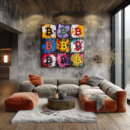 Bitcoin Graffiti Art Collectie met gedurfde kleure Poster