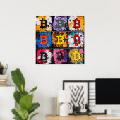 Bitcoin Graffiti Kunstcollectie met Krachtige Kleu Poster (Thuiskantoor)