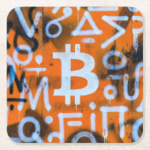 "Bitcoin Graffiti" (Stijl #1) Straatkunst Kartonnen Onderzetters (Voorkant)