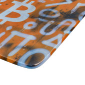 "Bitcoin Graffiti" (Stijl #1) Straatkunst Snijplank (Hoek)