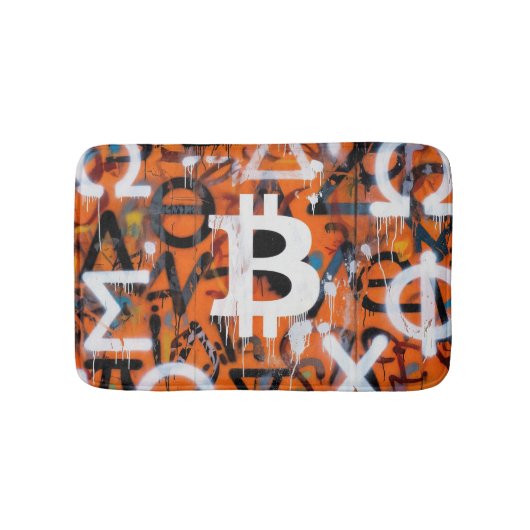 "Bitcoin Graffiti" (Stijl #2) Straatkunst Badmat (Voorkant)