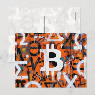 "Bitcoin Graffiti" (Stijl #2) Straatkunst Briefkaart