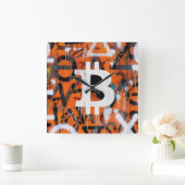 "Bitcoin Graffiti" (Stijl #2) Straatkunst Vierkante Klok (Huis)