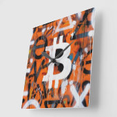 "Bitcoin Graffiti" (Stijl #2) Straatkunst Vierkante Klok (Hoek)