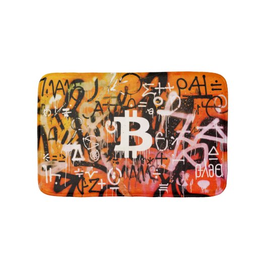 "Bitcoin Graffiti" (Stijl #3) Straatkunst Badmat (Voorkant)