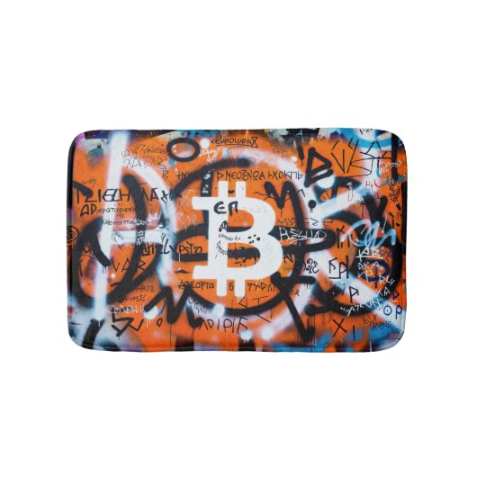 "Bitcoin Graffiti" (Stijl #4) Straatkunst Badmat (Voorkant)