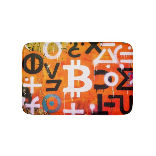 "Bitcoin Graffiti" (Stijl #6) Straatkunst Badmat (Voorkant)