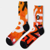 "Bitcoin Graffiti" (Stijl #6) Straatkunst Sokken (Links)