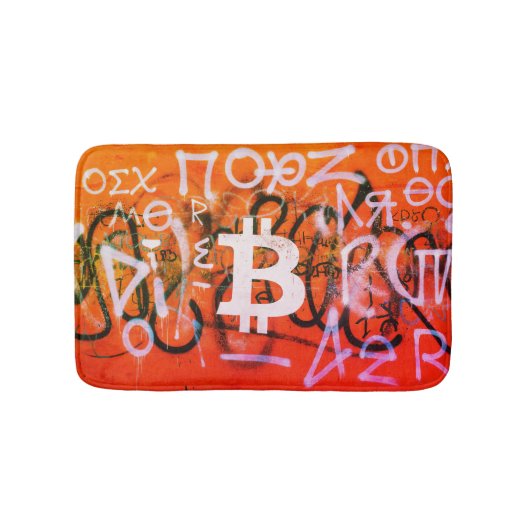 "Bitcoin Graffiti" (Stijl #9) Straatkunst Badmat (Voorkant)