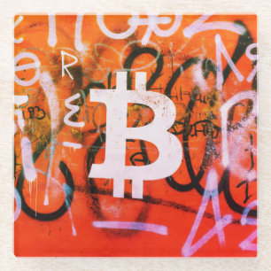 "Bitcoin Graffiti" (Stijl #9) Straatkunst Glazen Onderzetter