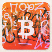 "Bitcoin Graffiti" (Stijl #9) Straatkunst Kartonnen Onderzetters (Voorkant)