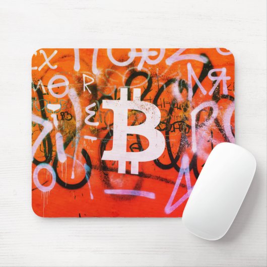 "Bitcoin Graffiti" (Stijl #9) Straatkunst Muismat (Met muis)