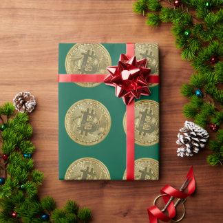 Bitcoin Green Wrapping Paper Cadeaupapier