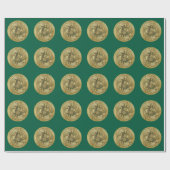 Bitcoin Green Wrapping Paper Cadeaupapier (Vlak)