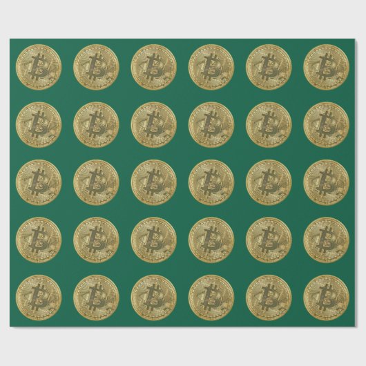 Bitcoin Green Wrapping Paper Cadeaupapier (Vlak)