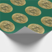 Bitcoin Green Wrapping Paper Cadeaupapier (Hoek)