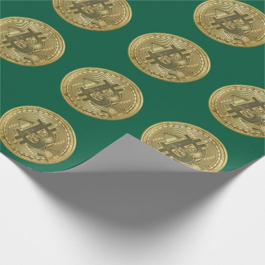 Bitcoin Green Wrapping Paper Cadeaupapier (Hoek)